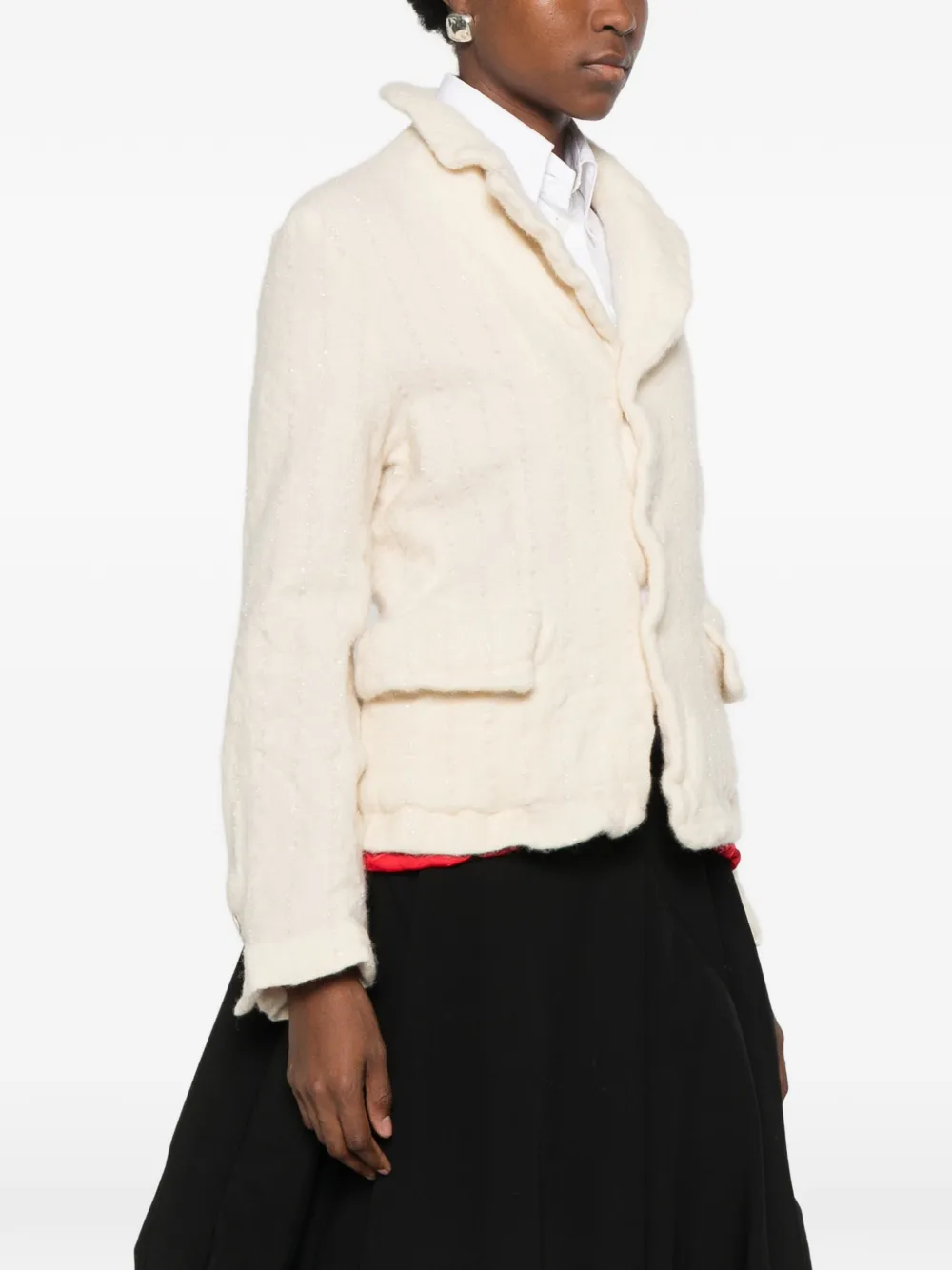 Comme Des Garçons cable-knit button-up jacket Beige