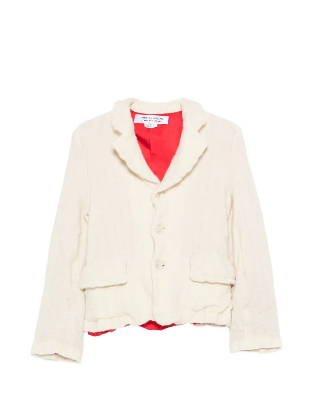 Comme Des Garçons cable-knit button-up jacket Beige