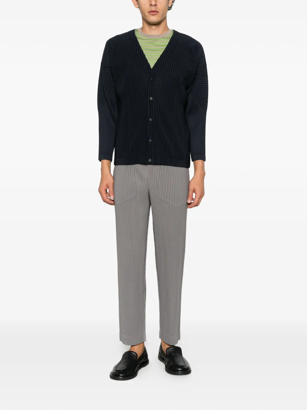 Homme Plissé Issey Miyake plissé-effect cardigan Blauw