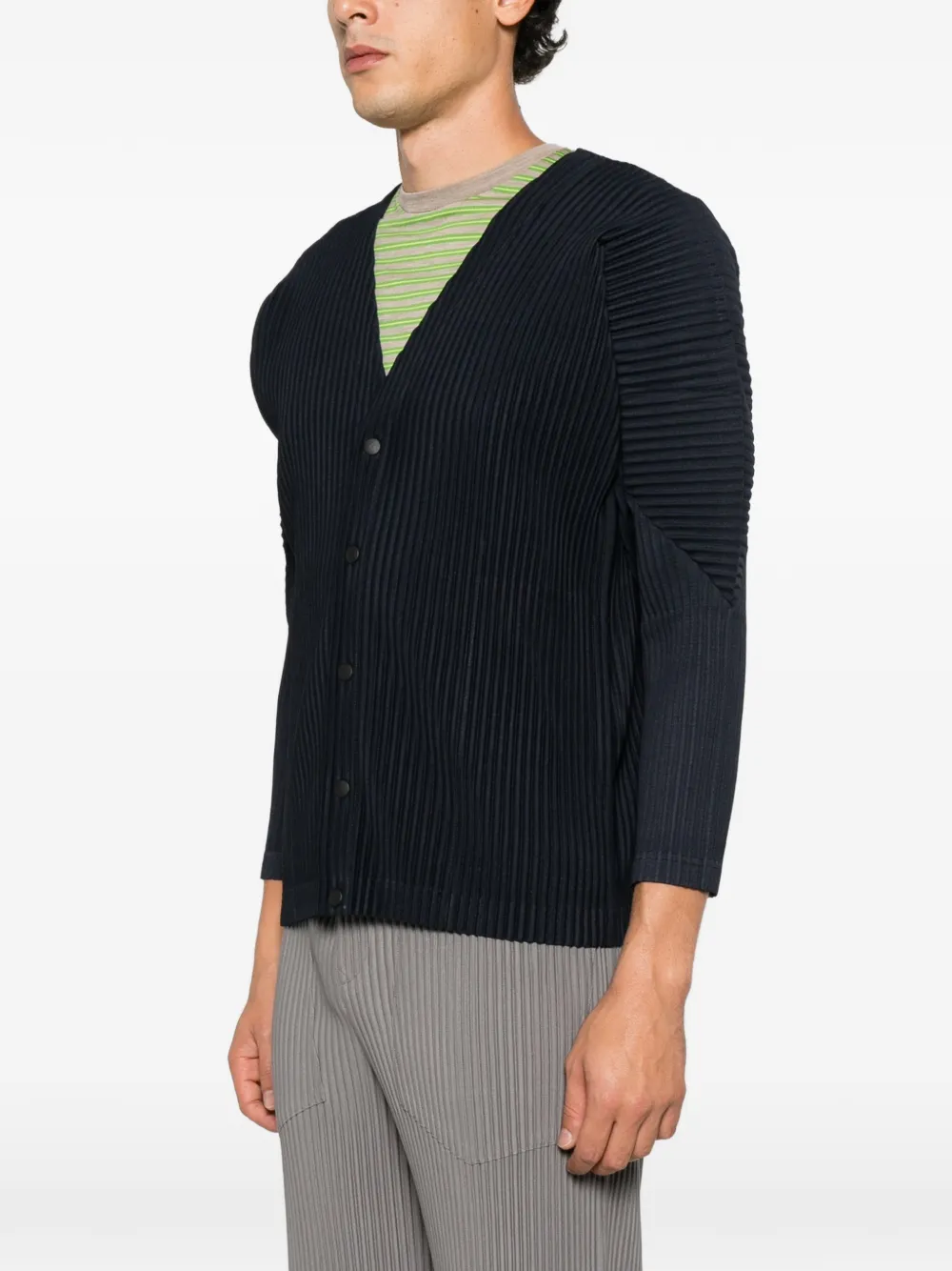 Homme Plissé Issey Miyake plissé-effect cardigan Blauw