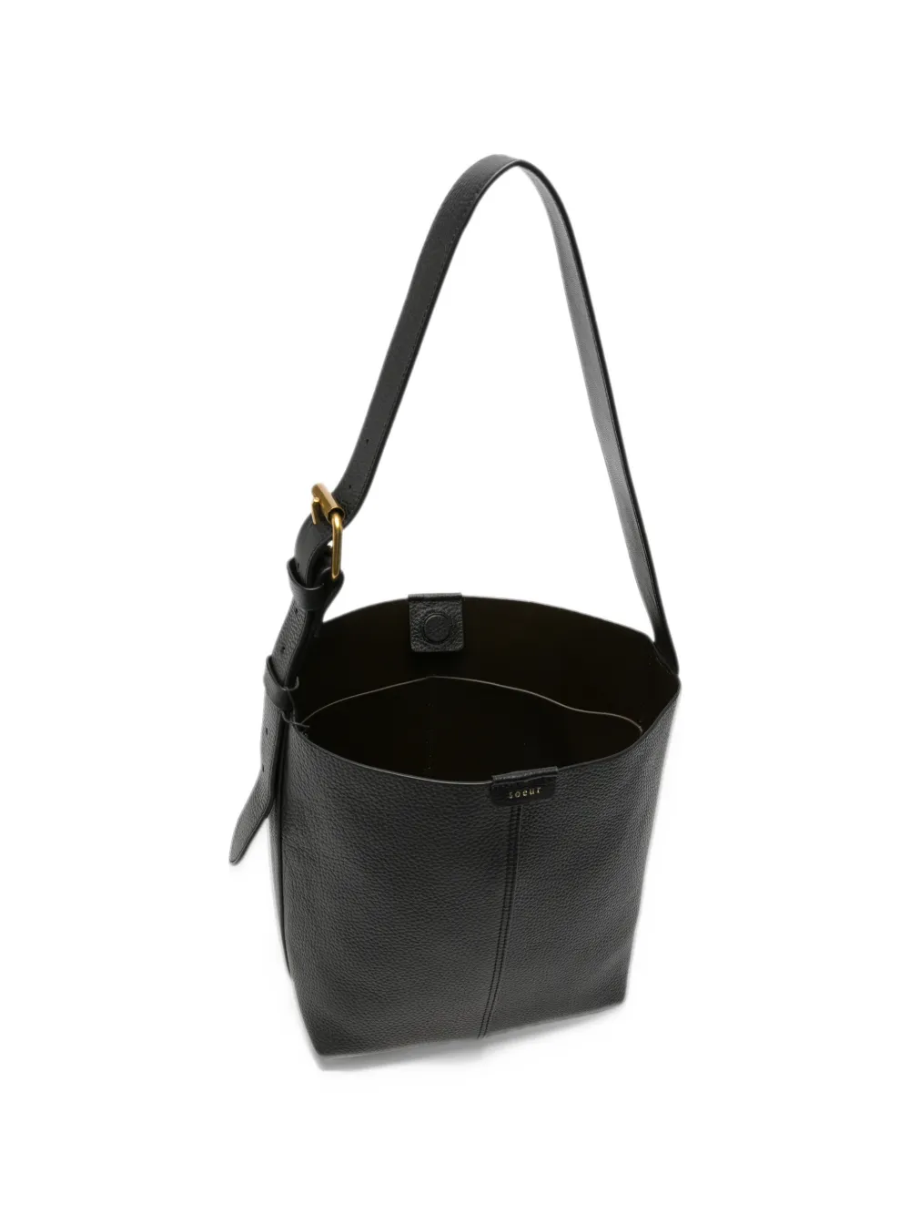 Soeur Saudade Mini leather tote bag Zwart