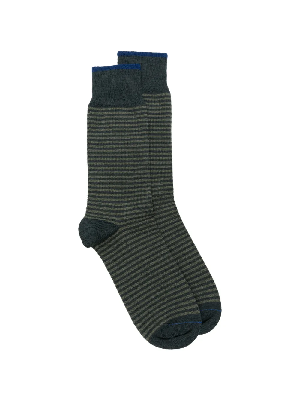 ANT45 Thin Short horizontal-stripe socks - Verde