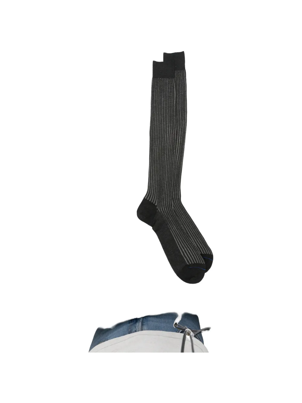 ANT45 Menfi long pinstripe-pattern socks - Grigio
