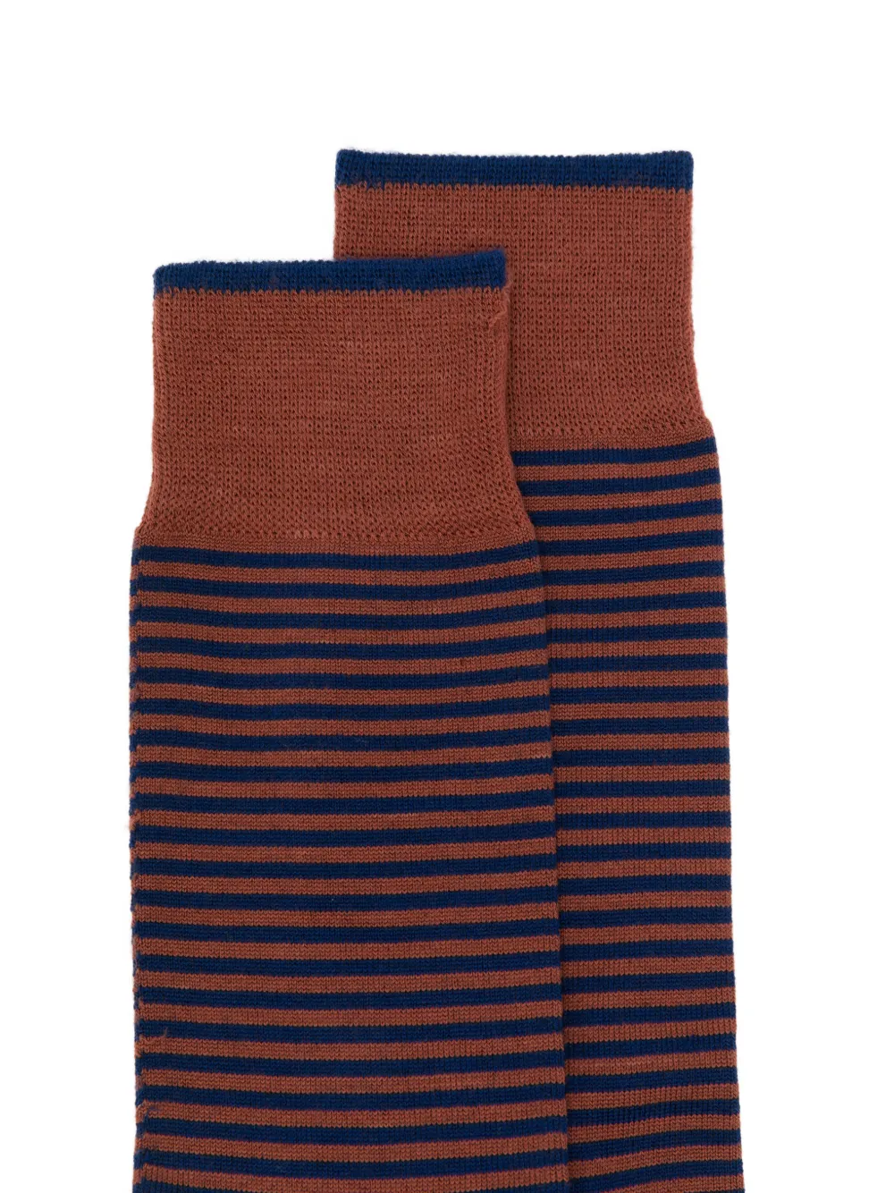 ANT45 Thin short horizontal-stripe socks - Marrone