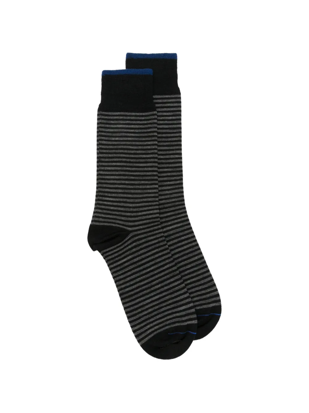 ANT45 Thin short striped-knit socks - Nero