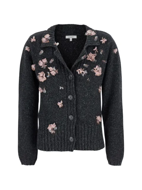 MARKGONG sequin-embellished floral-appliqué cardigan