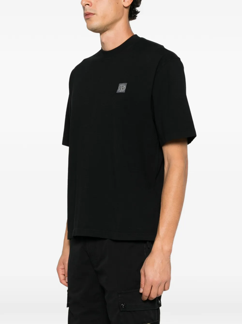 Stone Island logo-patch T-shirt Zwart