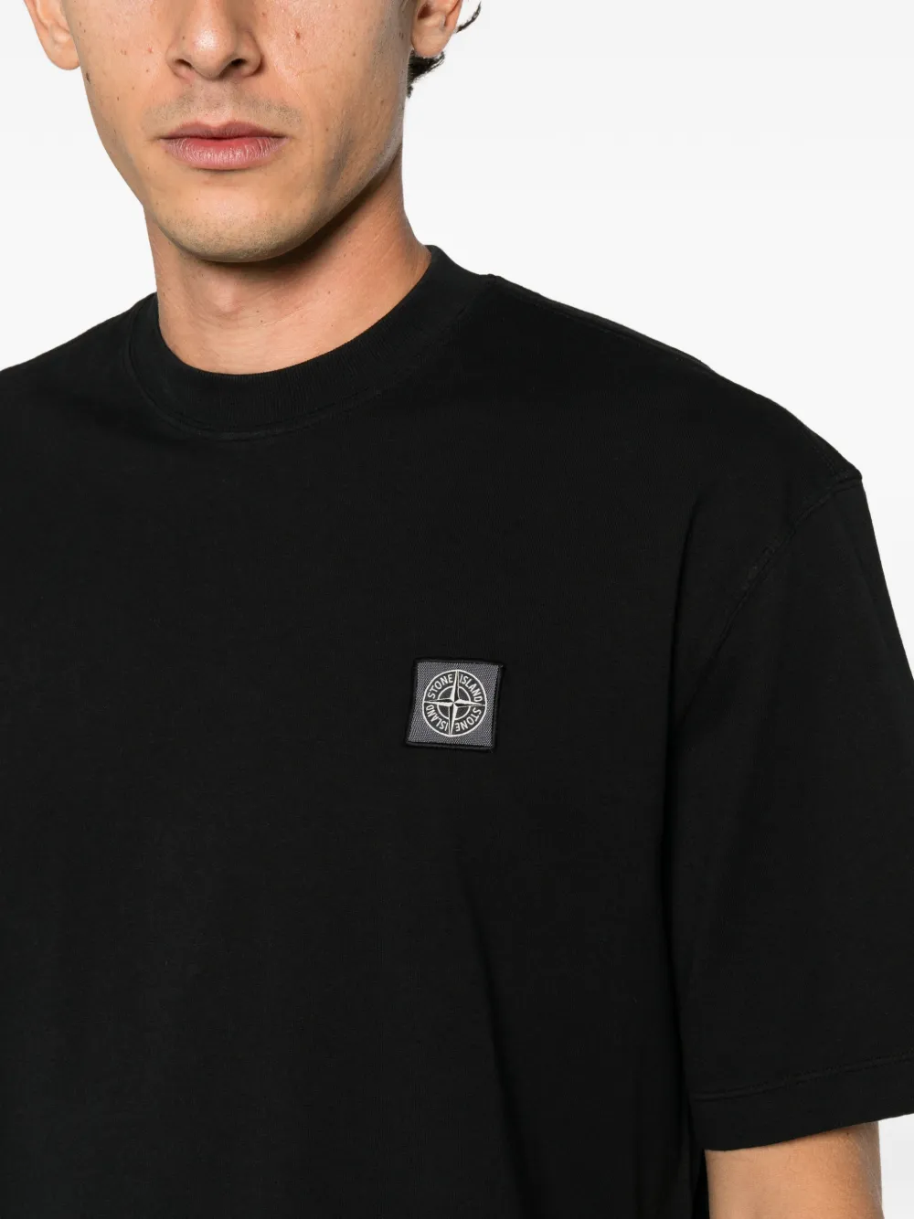 Stone Island logo-patch T-shirt Zwart