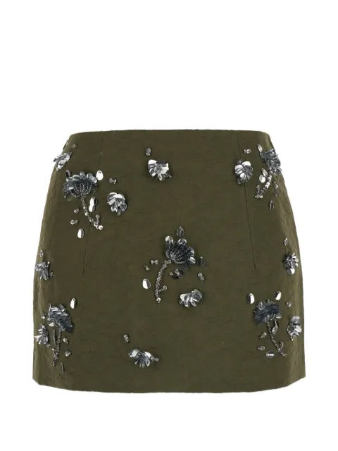 MARKGONG sequin-embellished floral-jacquard mini skirt