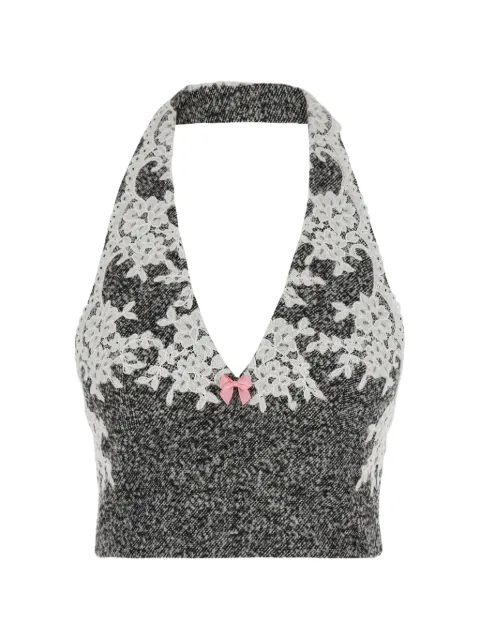 MARKGONG lace-trim halterneck top