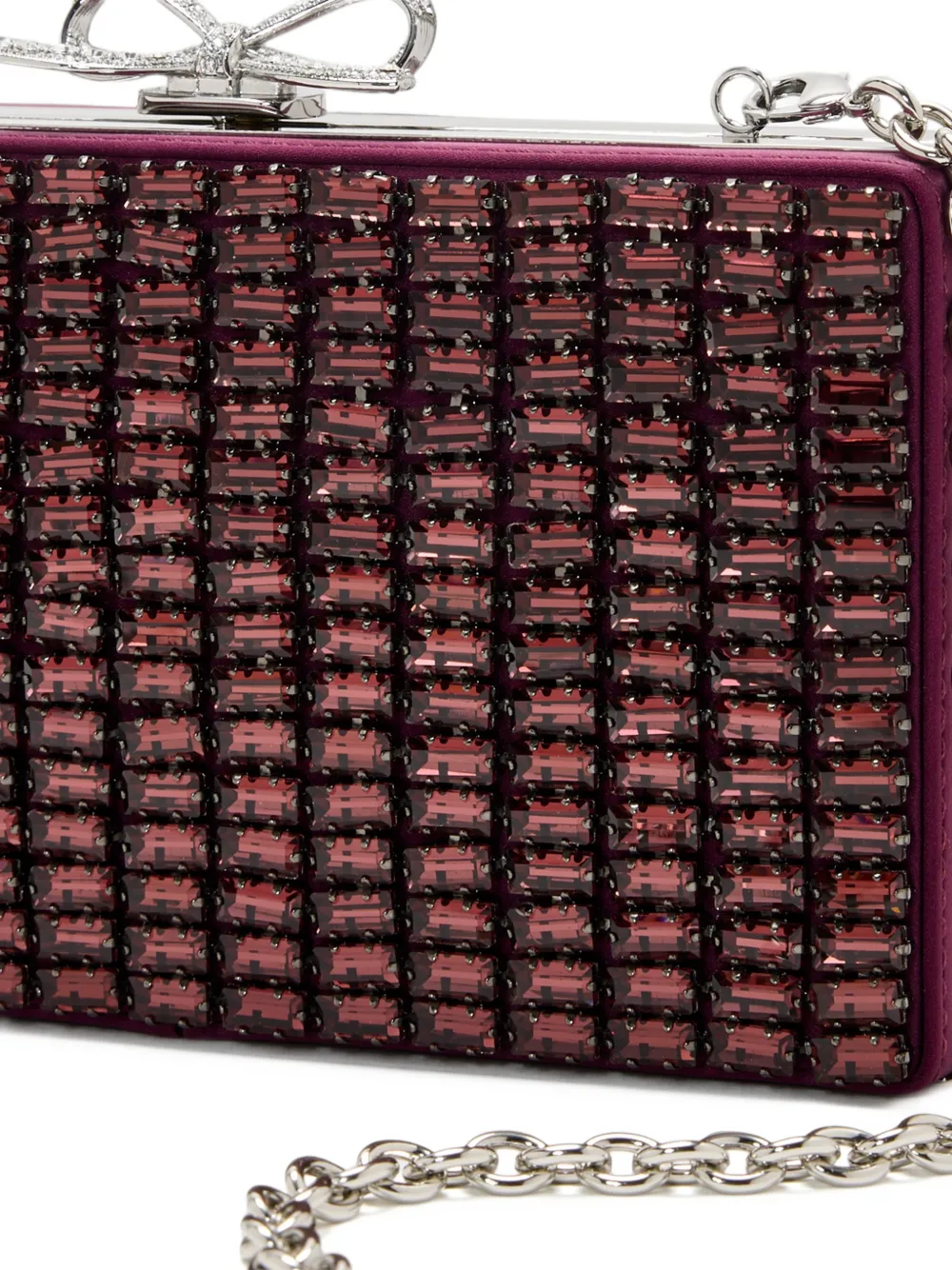 Self-Portrait burgundy chainmail clutch bag Paars