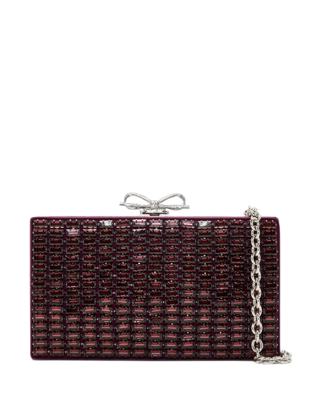 Self-Portrait burgundy chainmail clutch bag - Viola