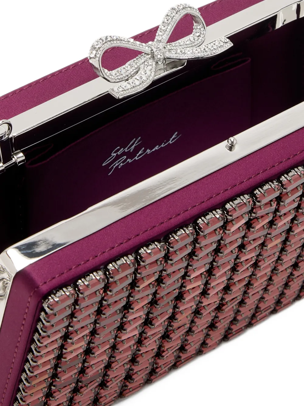 Self-Portrait burgundy chainmail clutch bag Paars