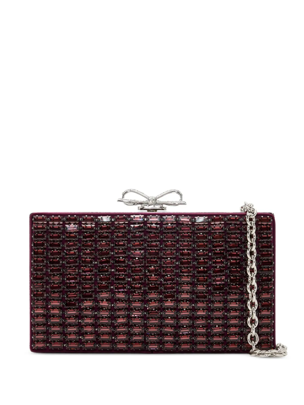 Self-Portrait burgundy chainmail clutch bag - Viola
