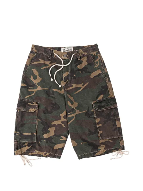 SATOSHI NAKAMOTO logo-print cargo shorts