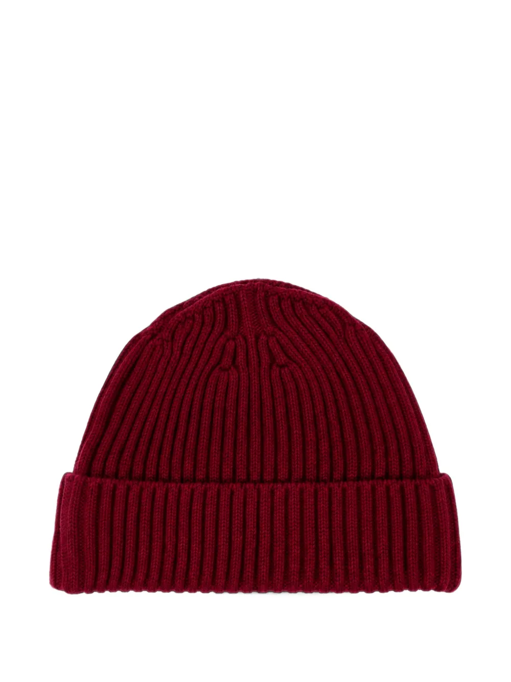 Stone Island Junior logo-patch ribbed beanie hat Rood