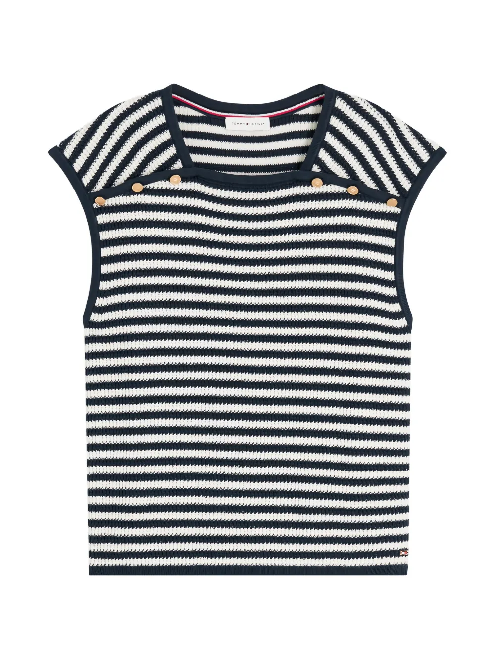 Tommy Hilfiger button-embellished striped top - Blau