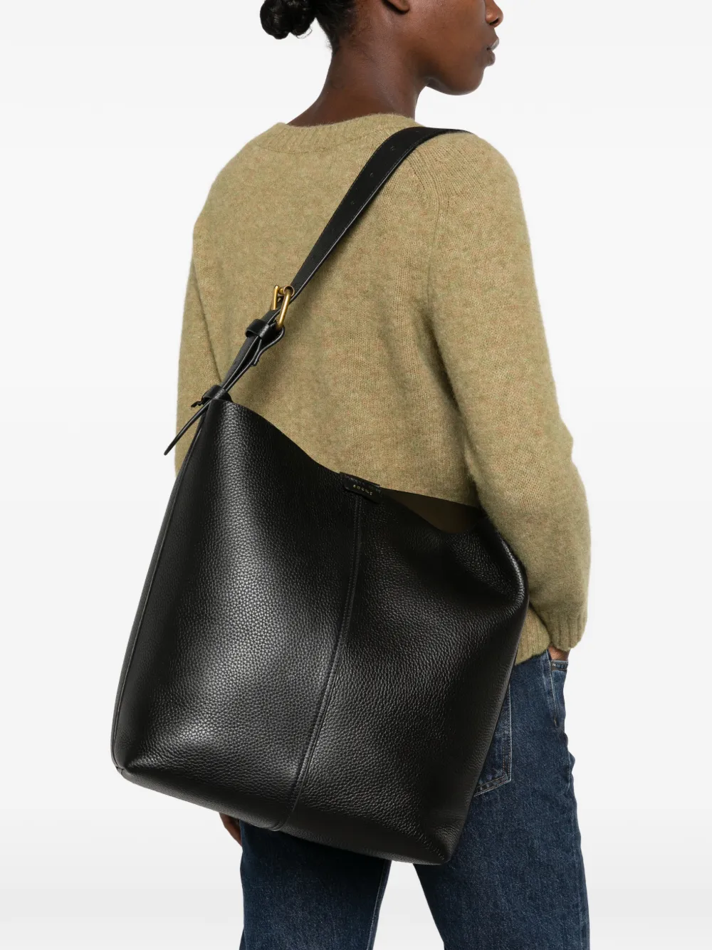 Soeur Saudade pebbled-leather tote bag Zwart