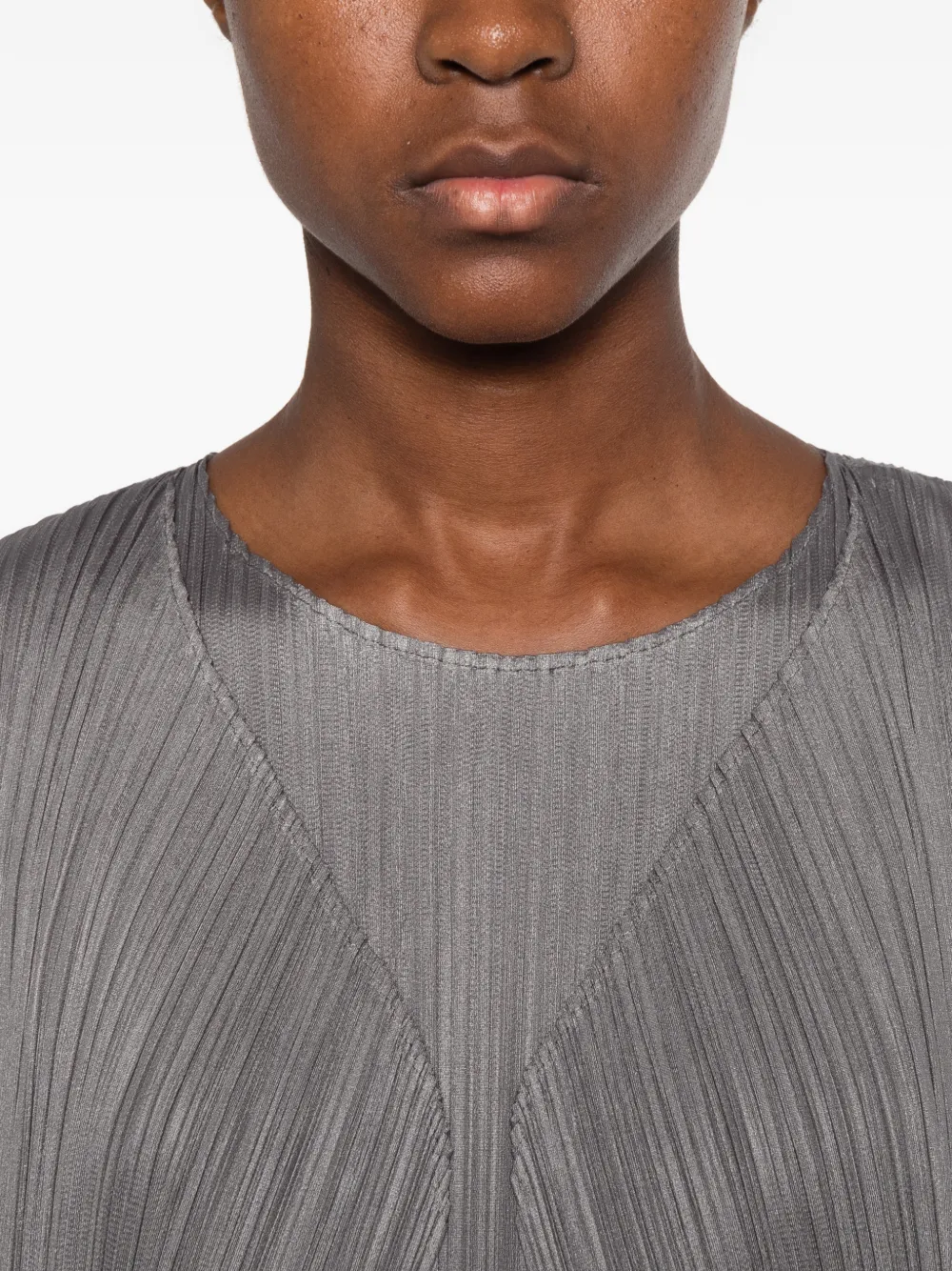 Pleats Please Issey Miyake pleated long-line cardigan Grijs