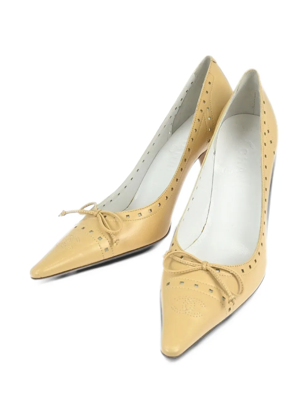 CHANEL Pre-Owned bow-detail pumps - Nude