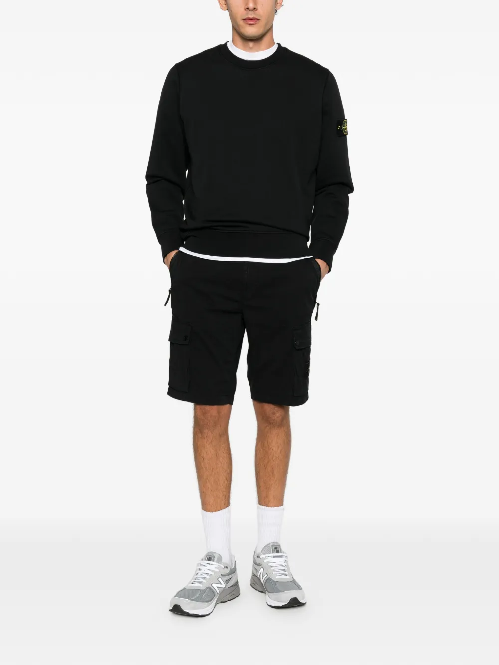 Stone Island Compass-patch cargo shorts Zwart