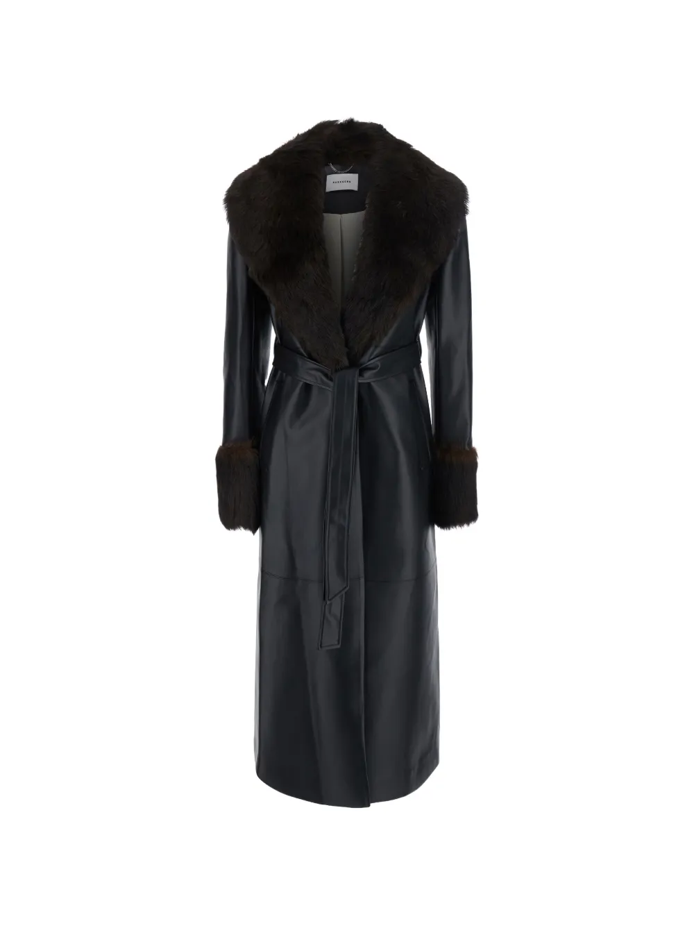 MARKGONG faux-fur trim belted coat - Schwarz