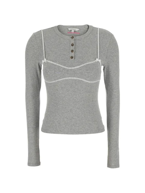 MARKGONG lace-trim henley long-sleeve T-shirt
