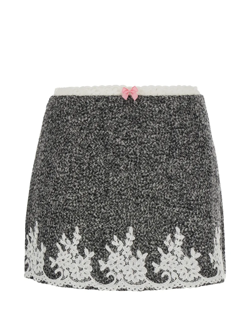 MARKGONG lace-trimmed bow-detail mini skirt - Grau