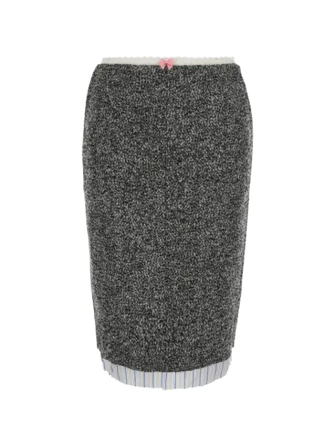 MARKGONG tweed-effect lace-trim skirt