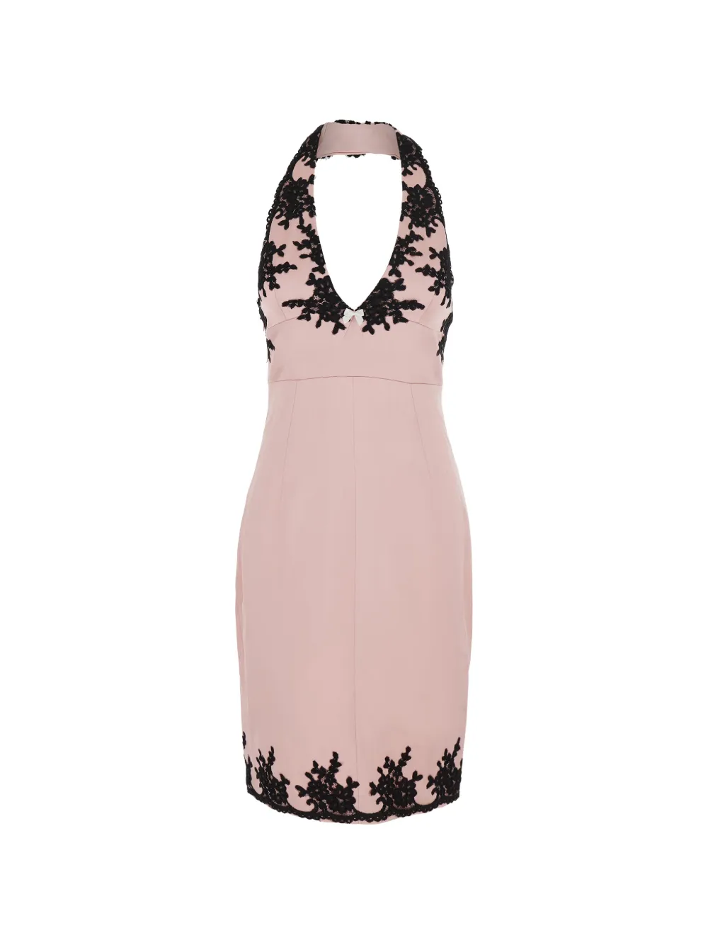 MARKGONG lace-trim halterneck mini dress - Rosa