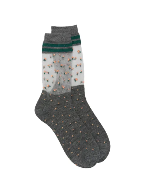 ANT45 Peng short floral-print sheer socks