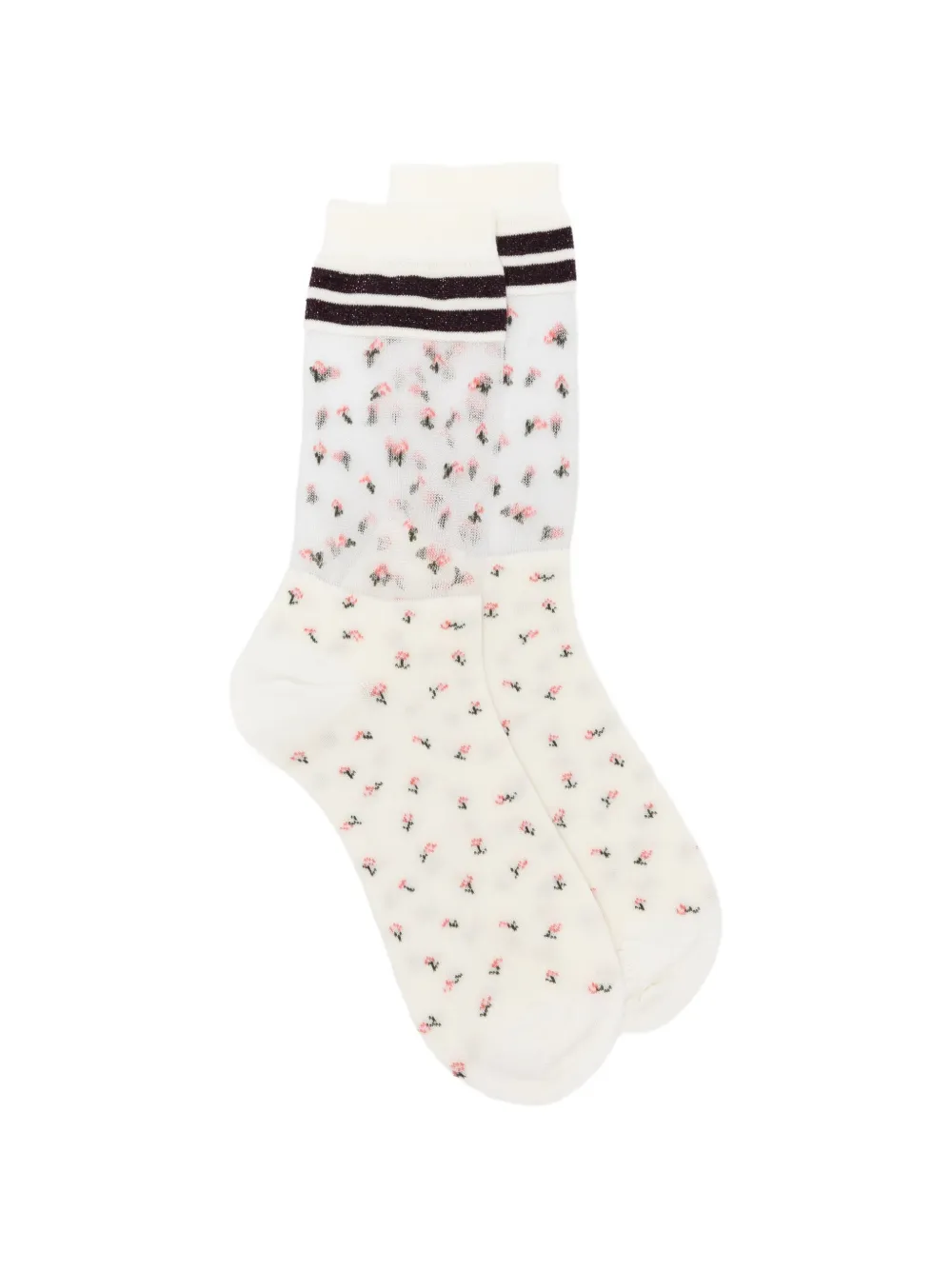 ANT45 Peng short floral-print striped socks - Toni neutri