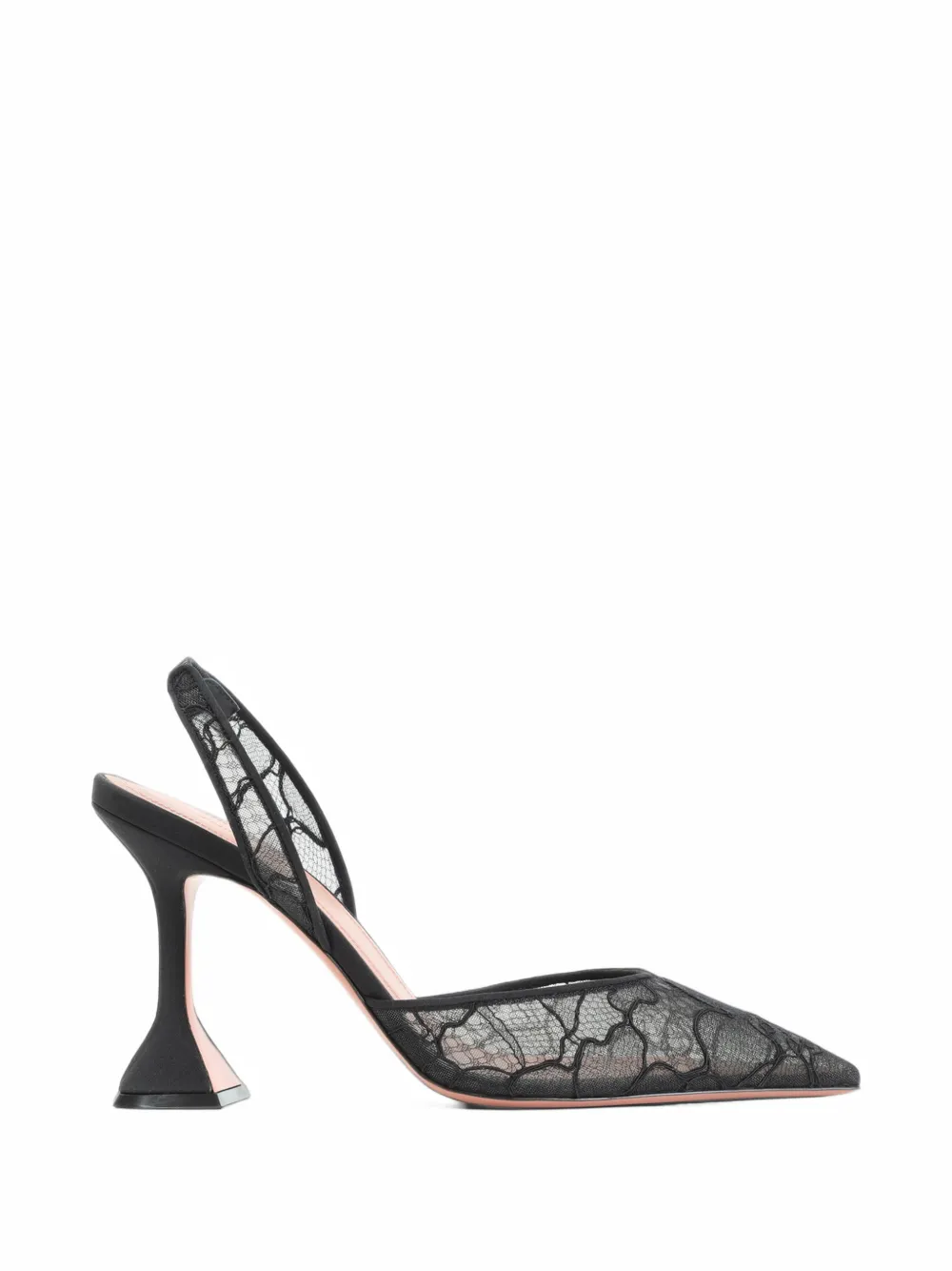 Amina Muaddi Holli lace sling 95 black lace