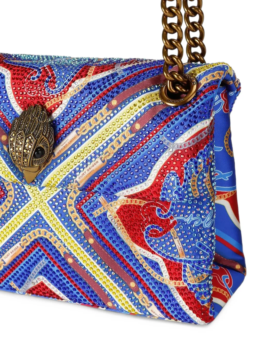 Kurt Geiger London small Eagle crystal-embellished shoulder bag Blauw