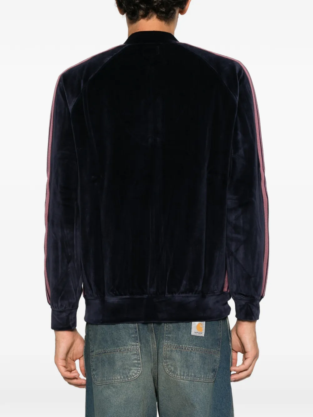 Needles velvet logo-embroidered jacket Blauw