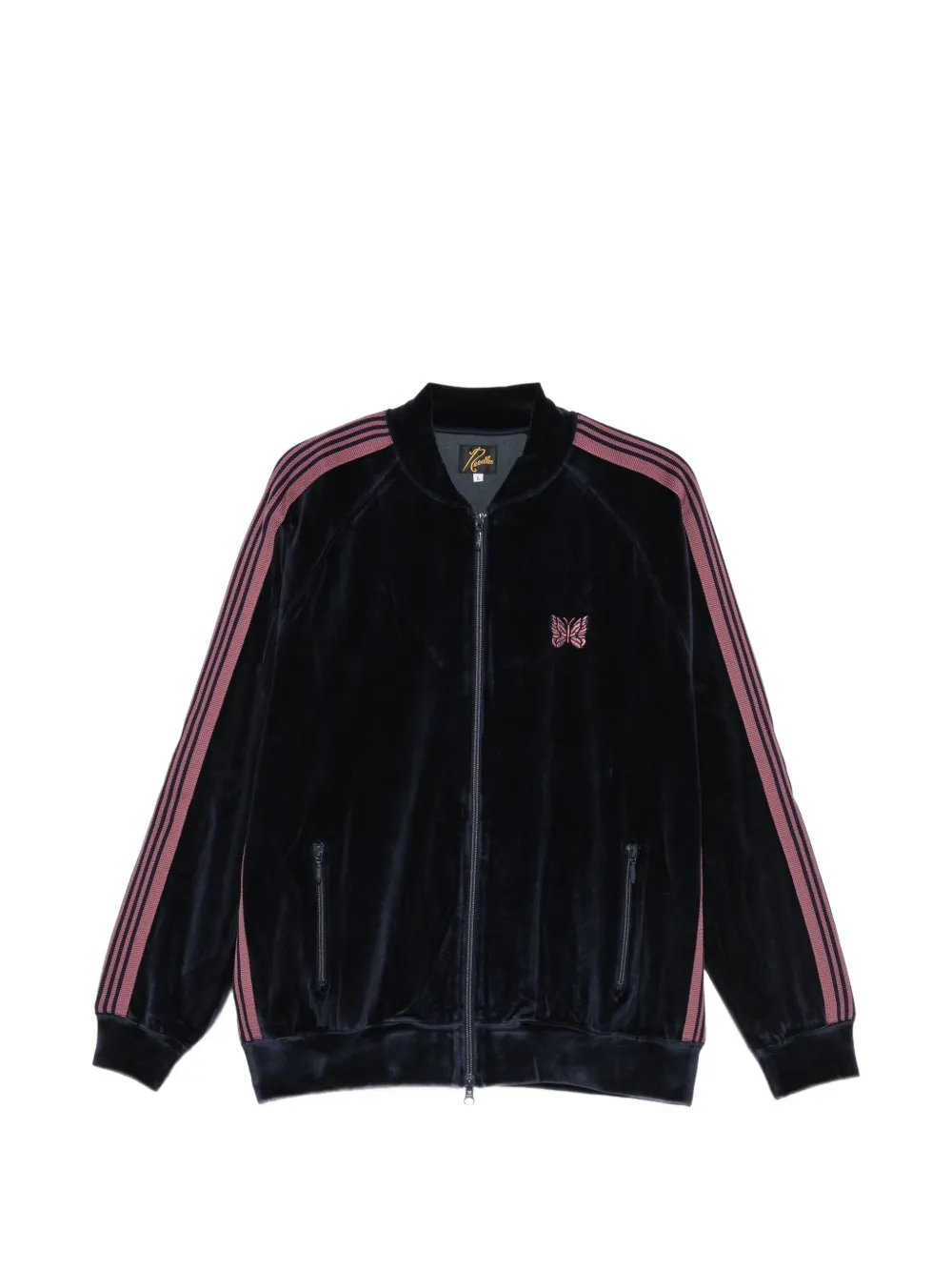 Needles velvet logo-embroidered jacket Blauw