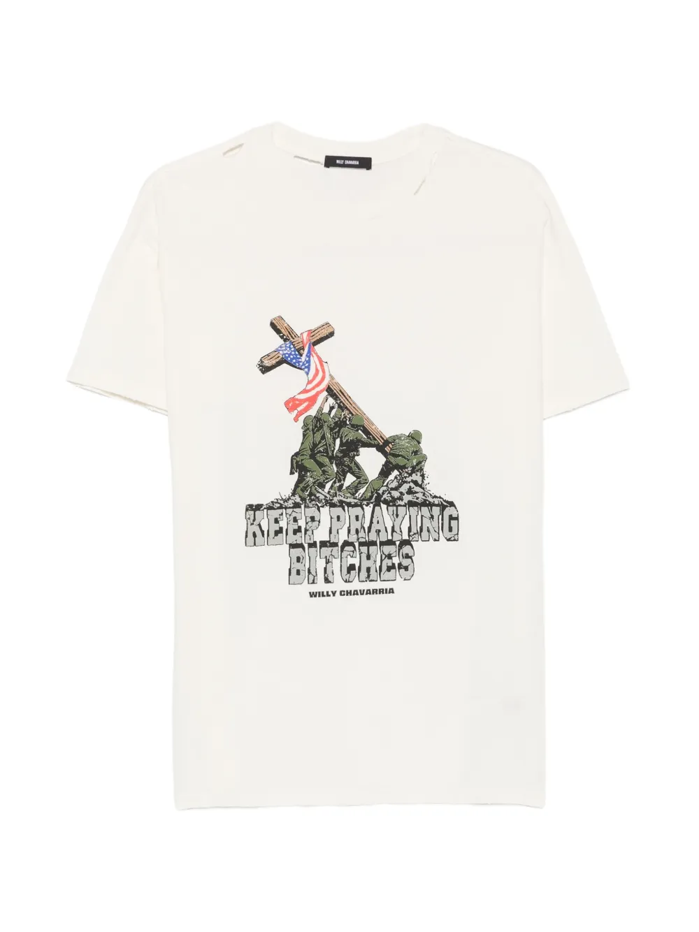 Willy Chavarria graphic-print T-shirt Beige