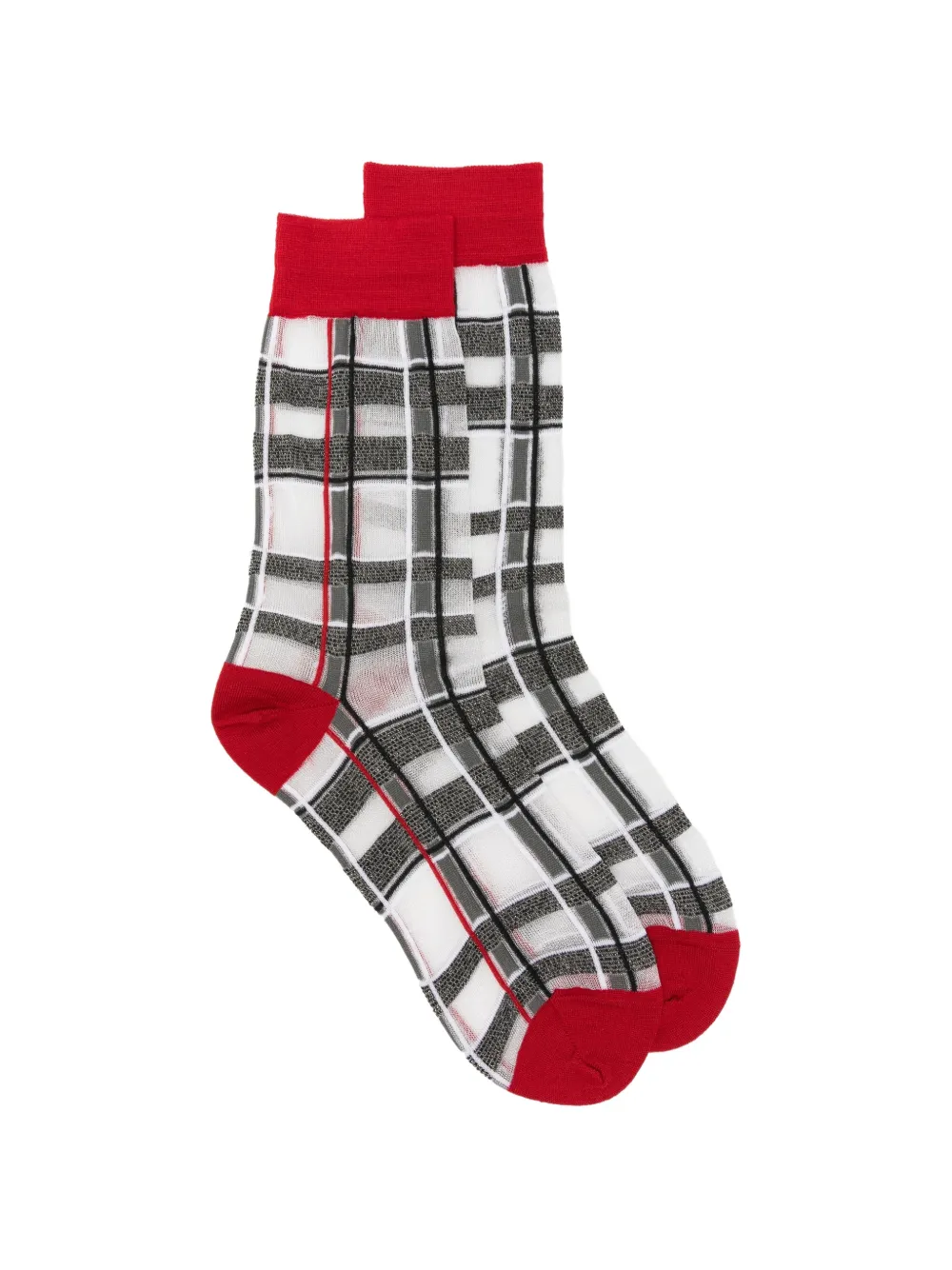 ANT45 Brill short check-pattern metallic-thread socks - Rosso