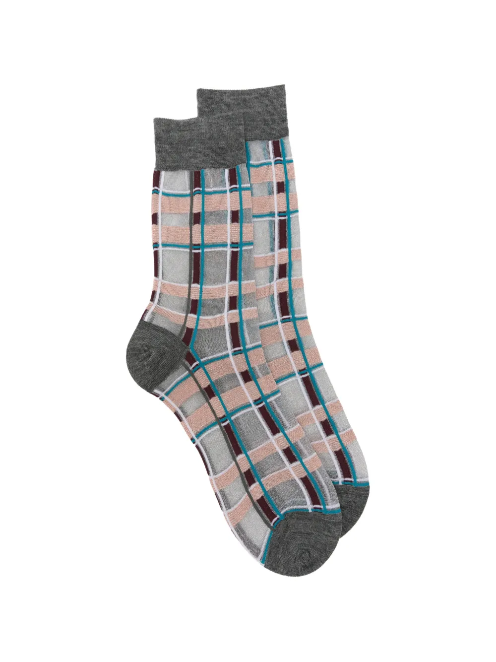 ANT45 Brill short check metallic-thread socks - Grigio