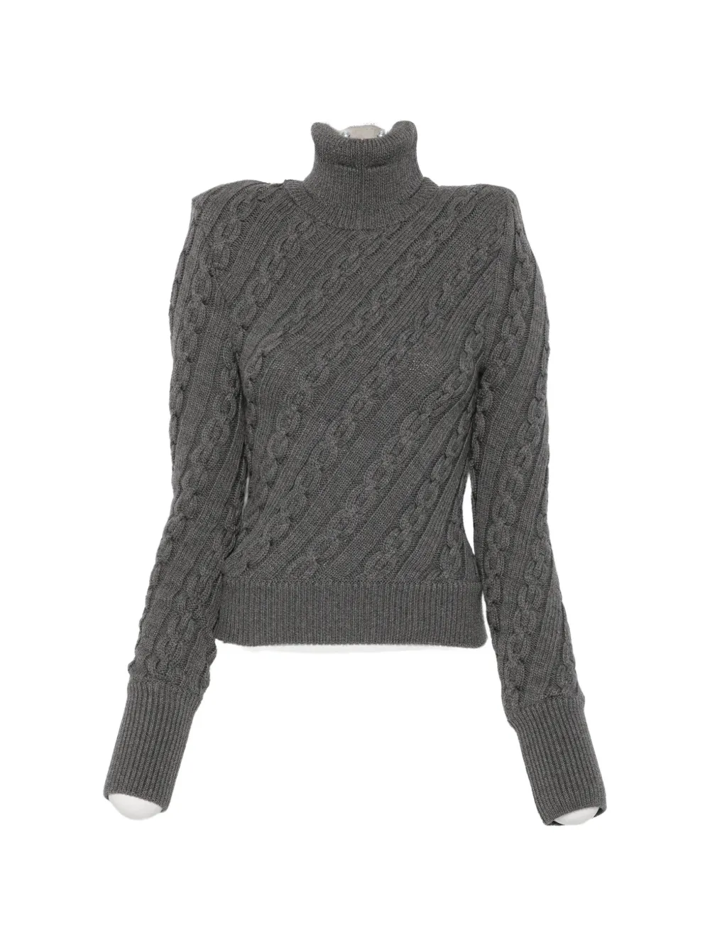 matieres fecales cable-knit padded-shoulder sweater - Grigio