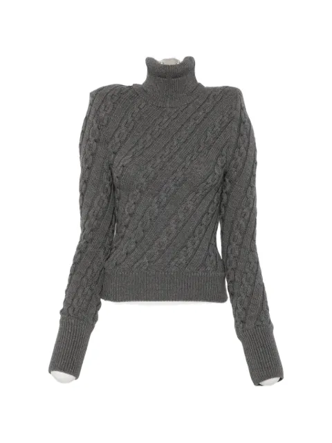 matieres fecales cable-knit padded-shoulder sweater