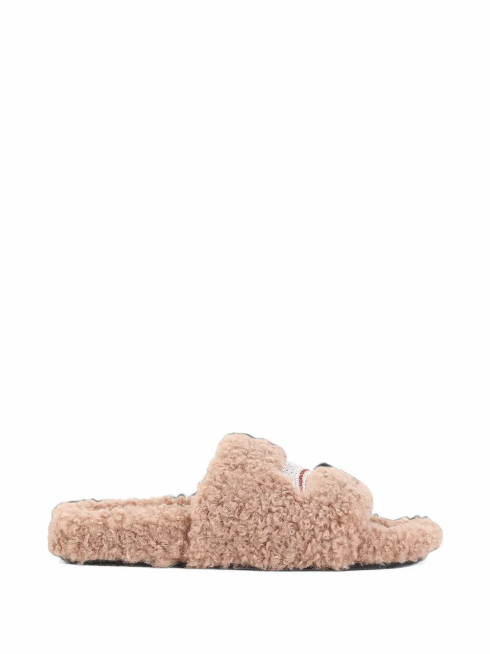 Balenciaga Furry open mule in bisque/white/red - Toni neutri