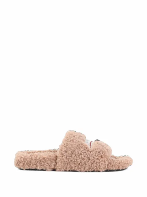 Balenciaga Furry open mule in bisque/white/red