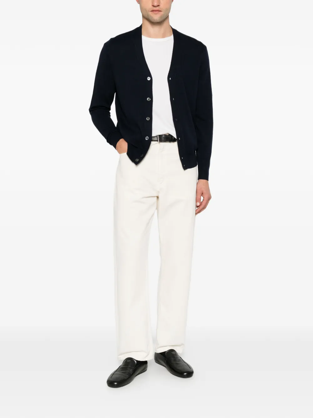 DIKTAT button-up V-neck sweater - Bleu DIKTAT button-up V-neck sweater - Bleu