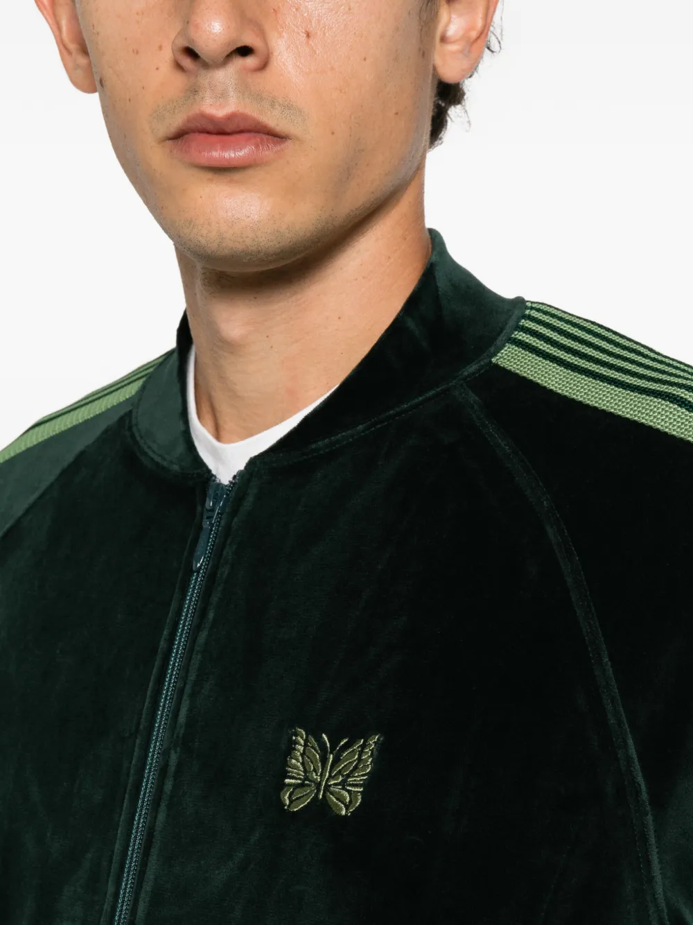 Needles side-stripe velvet jacket Groen