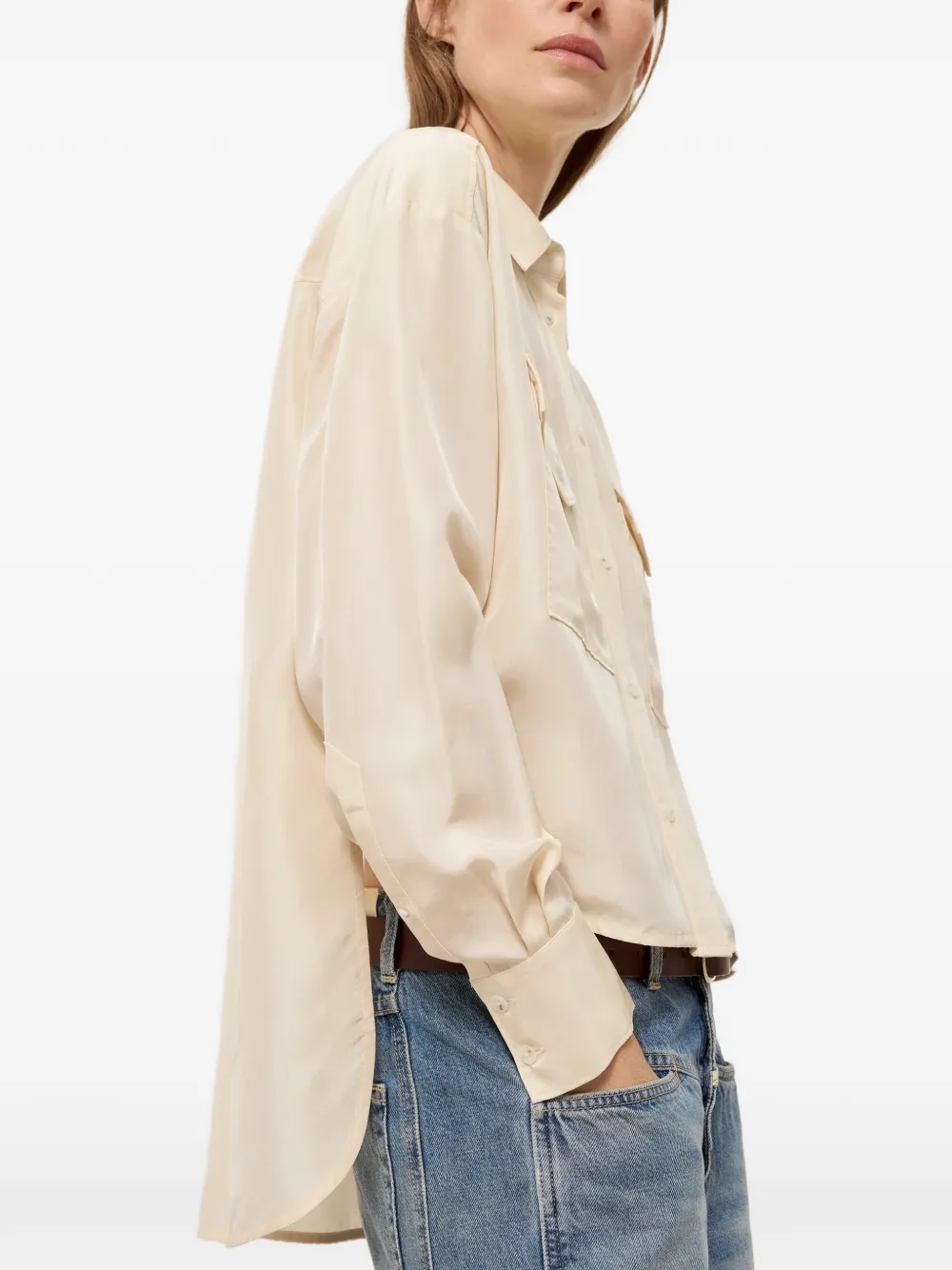 Closed high-low silk shirt Beige