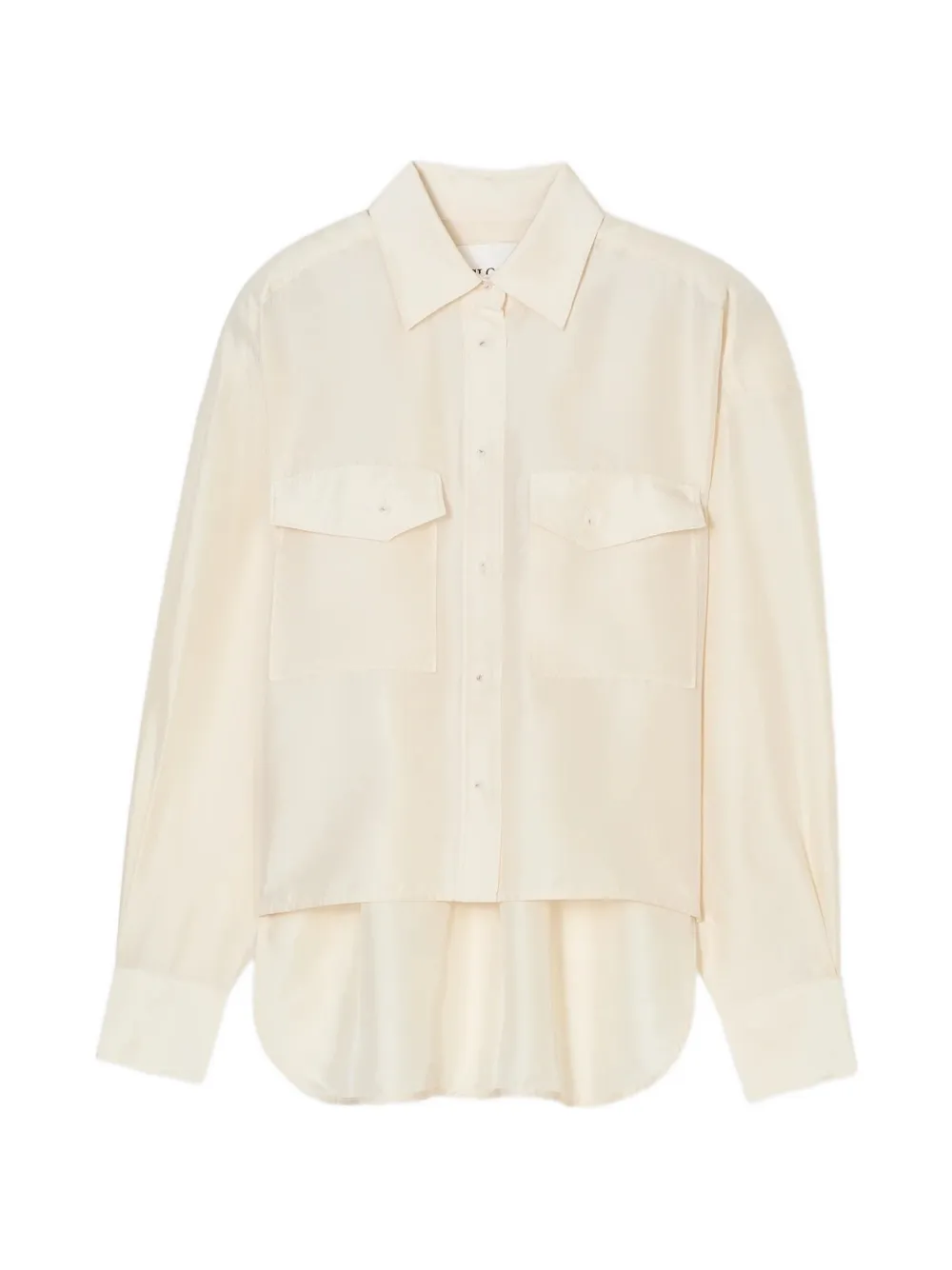 Closed high-low silk shirt - Nude