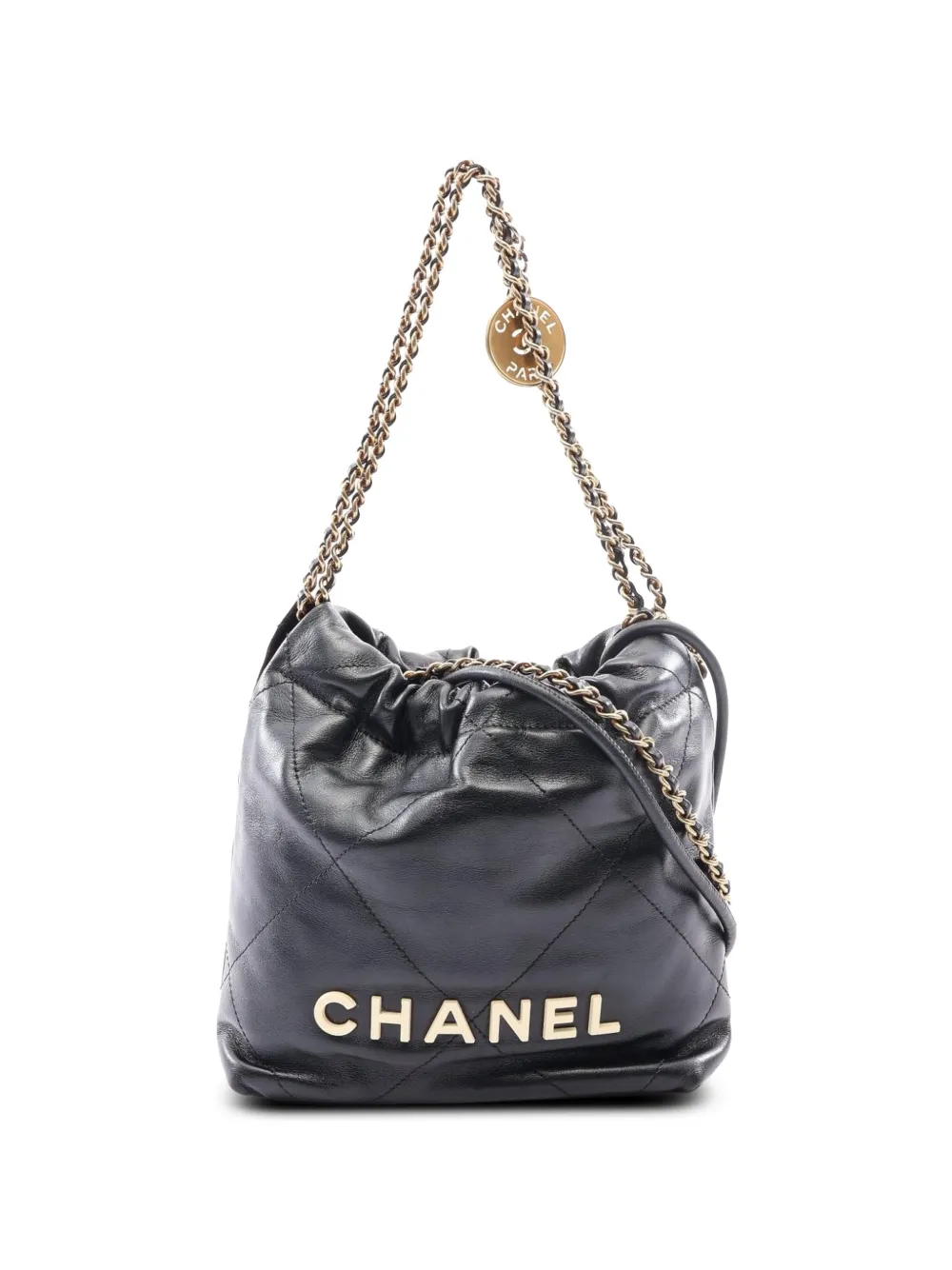 CHANEL Pre-Owned 2021-2026 Mini Shiny Calfskin 22 Handbag satchel - Nero