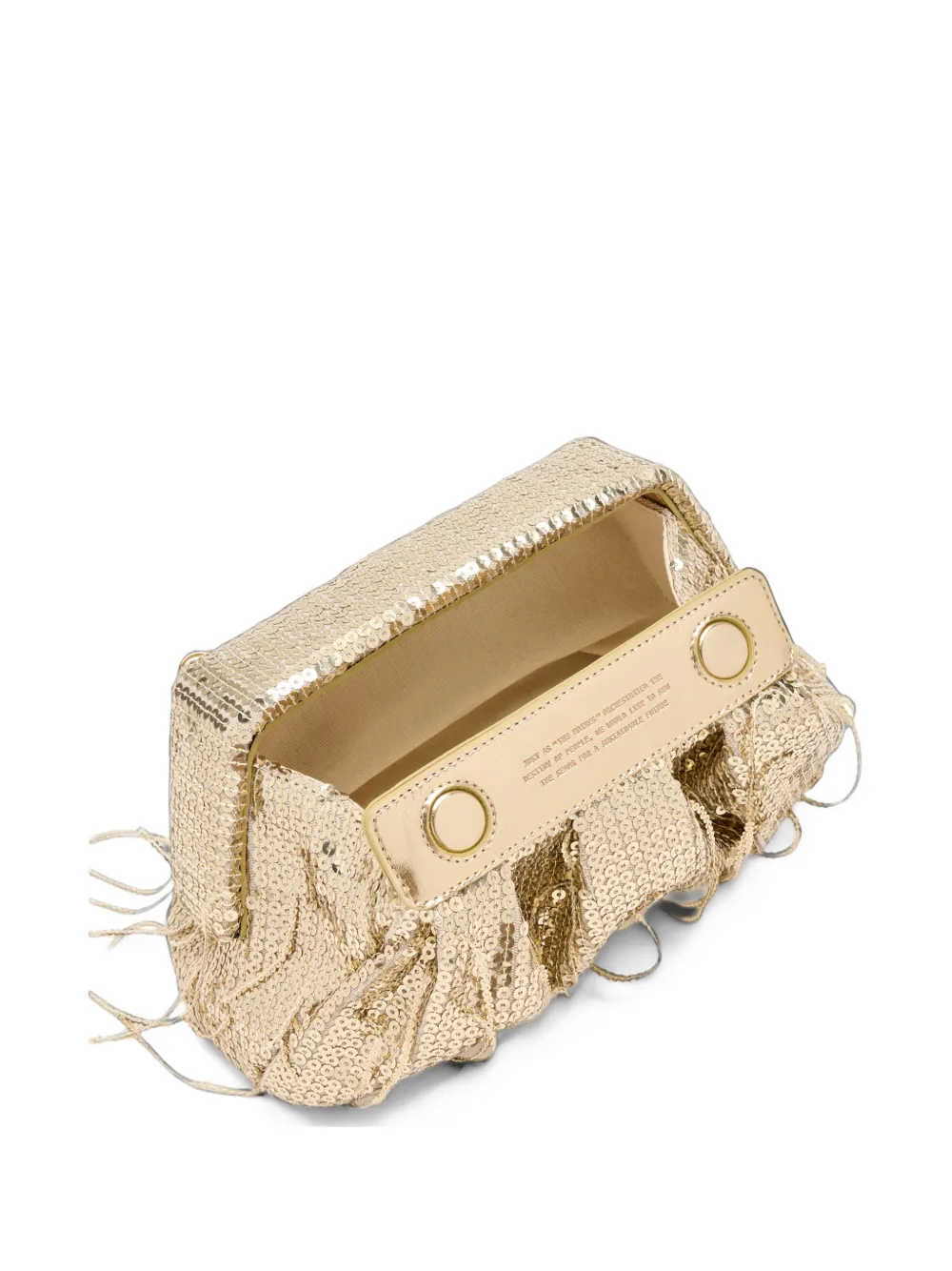 Themoirè Athena fringed sequin-embellished clutch bag Goud
