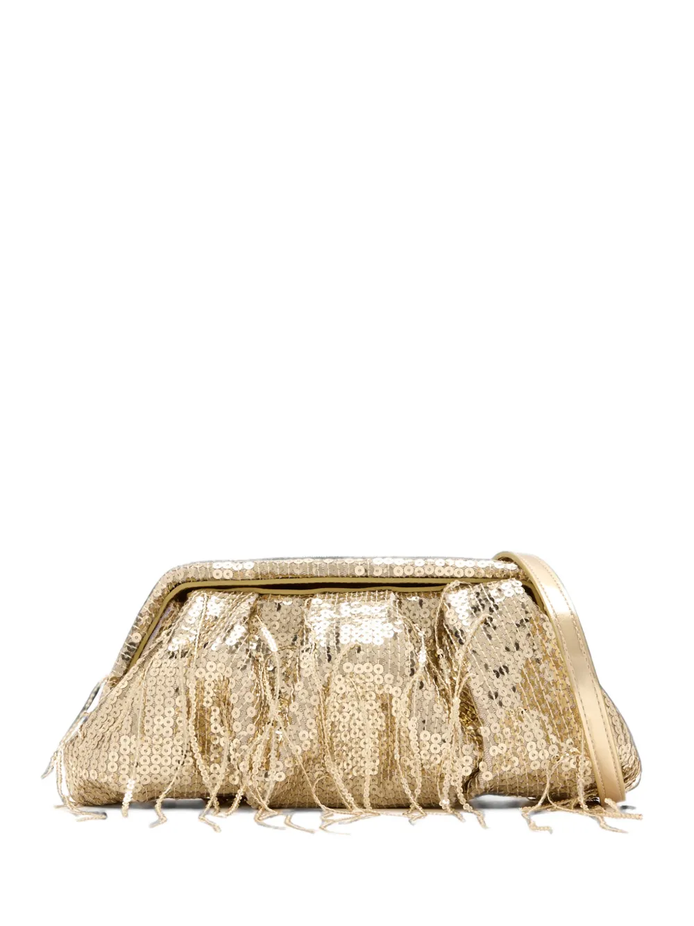 Themoirè Athena fringed sequin-embellished clutch bag - Oro
